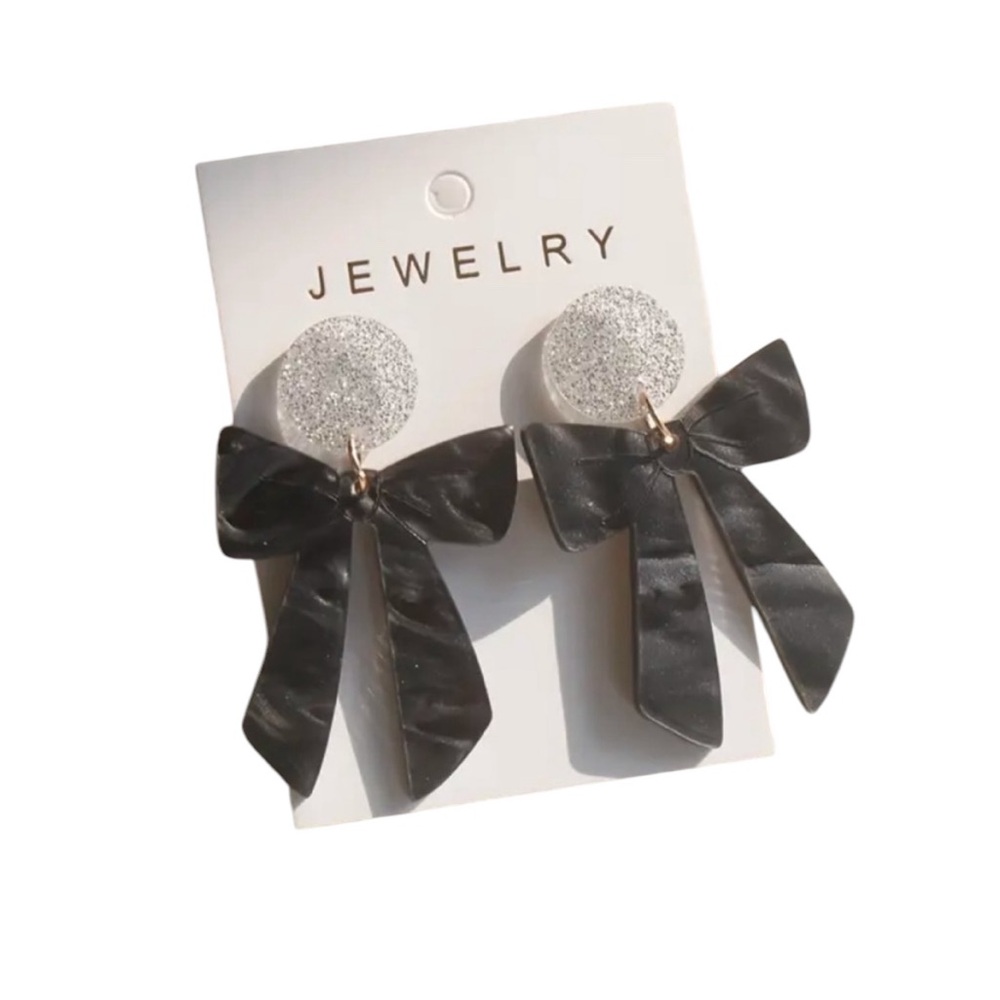 Black Bow Earrings